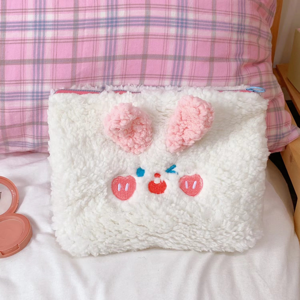 cute embroidered rabbit travel cosmetic storage bag women