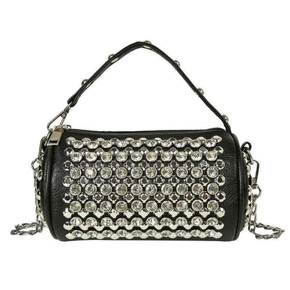 womens diamond studded small cylinder western style handbags