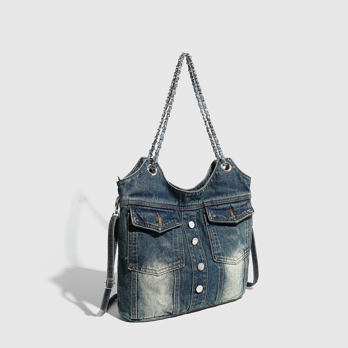 large capacity fashion jean bag retro underarm shoulder bag