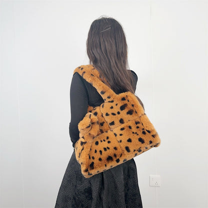 leopard print tote shoulder messenger bag large capacity