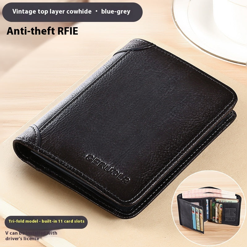 genuine leather anti theft swiping ultra thin cheng e wallet
