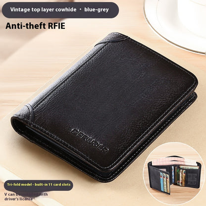 genuine leather anti theft swiping ultra thin cheng e wallet