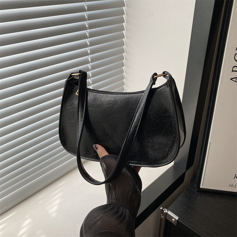 fashion underarm bag retro simple textured one shoulder bag