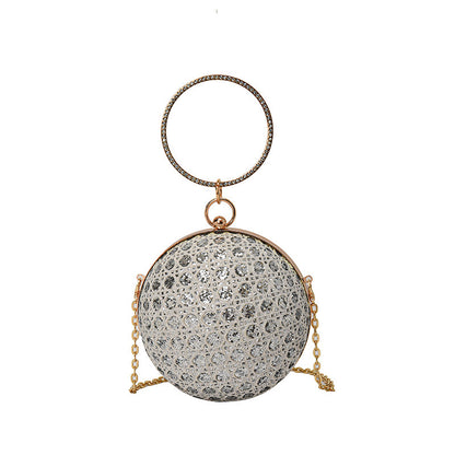 diamond retro shoulder bag womens crossbody chain ball small round bag