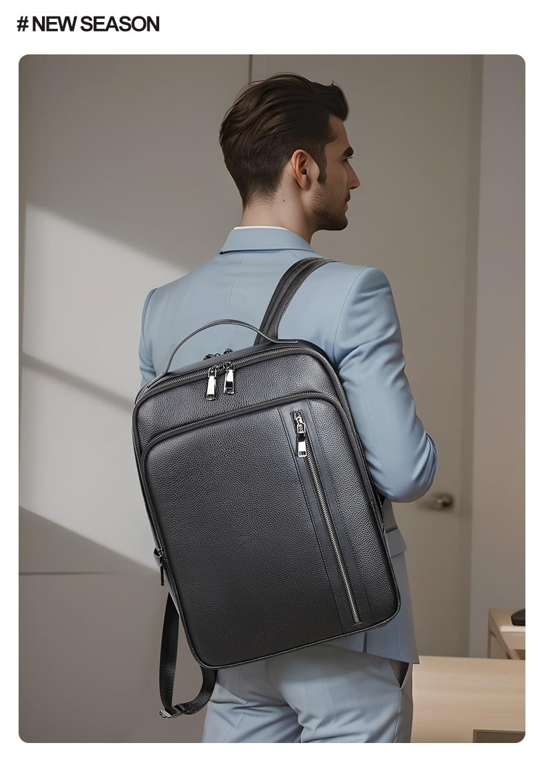 mens leather backpack multi functional large capacity portable