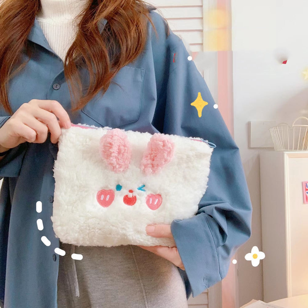 cute embroidered rabbit travel cosmetic storage bag women