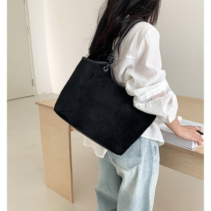 Retro Western-style Solid-color Suede-velvet Shoulder And Tote Bag For Women
