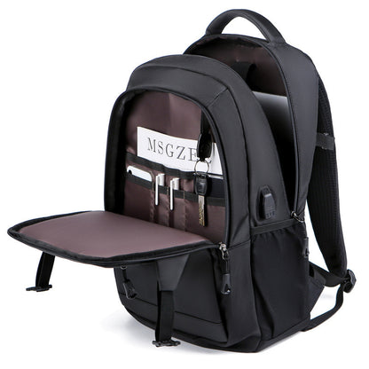 fashion mens black double shoulder backpack