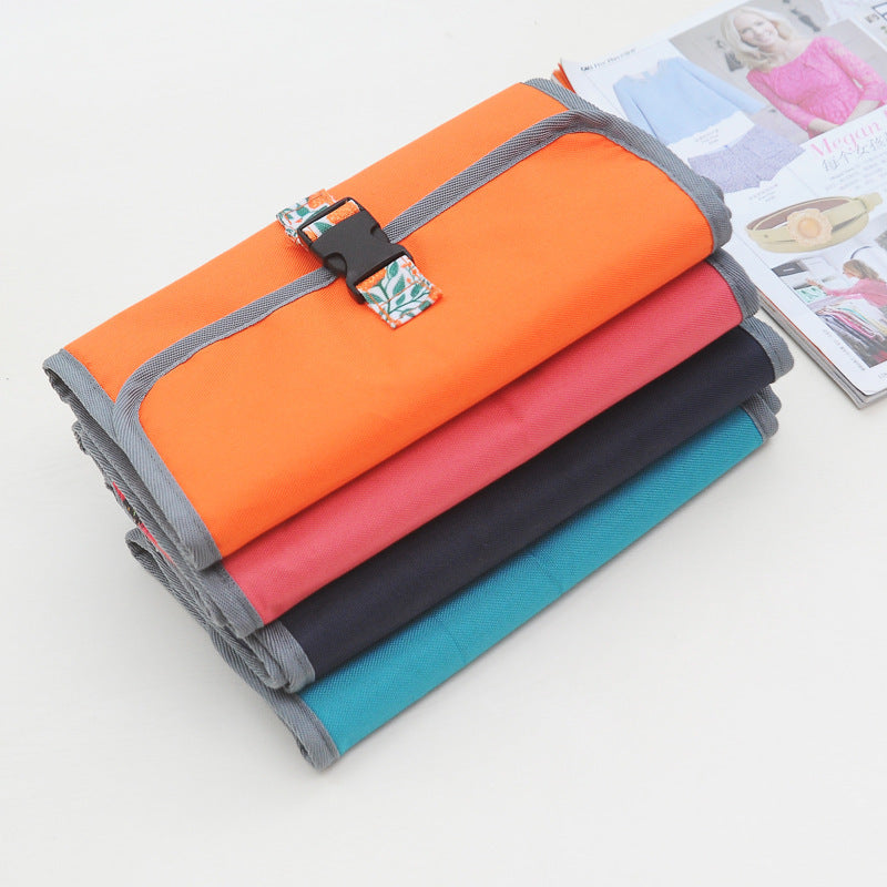 foldable waterproof small flower pattern wash bag folding hanging cosmetic bag