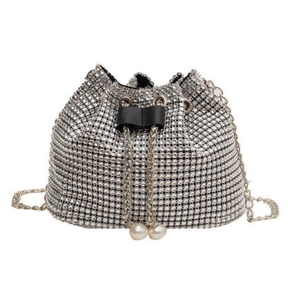 womens crossbody rhinestone bucket bag