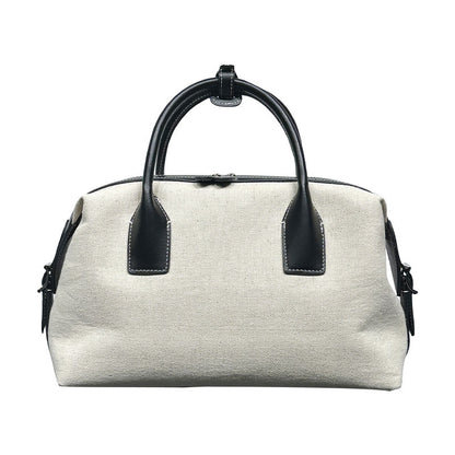 high grade light luxury linen contrast color bowling leather casual bag