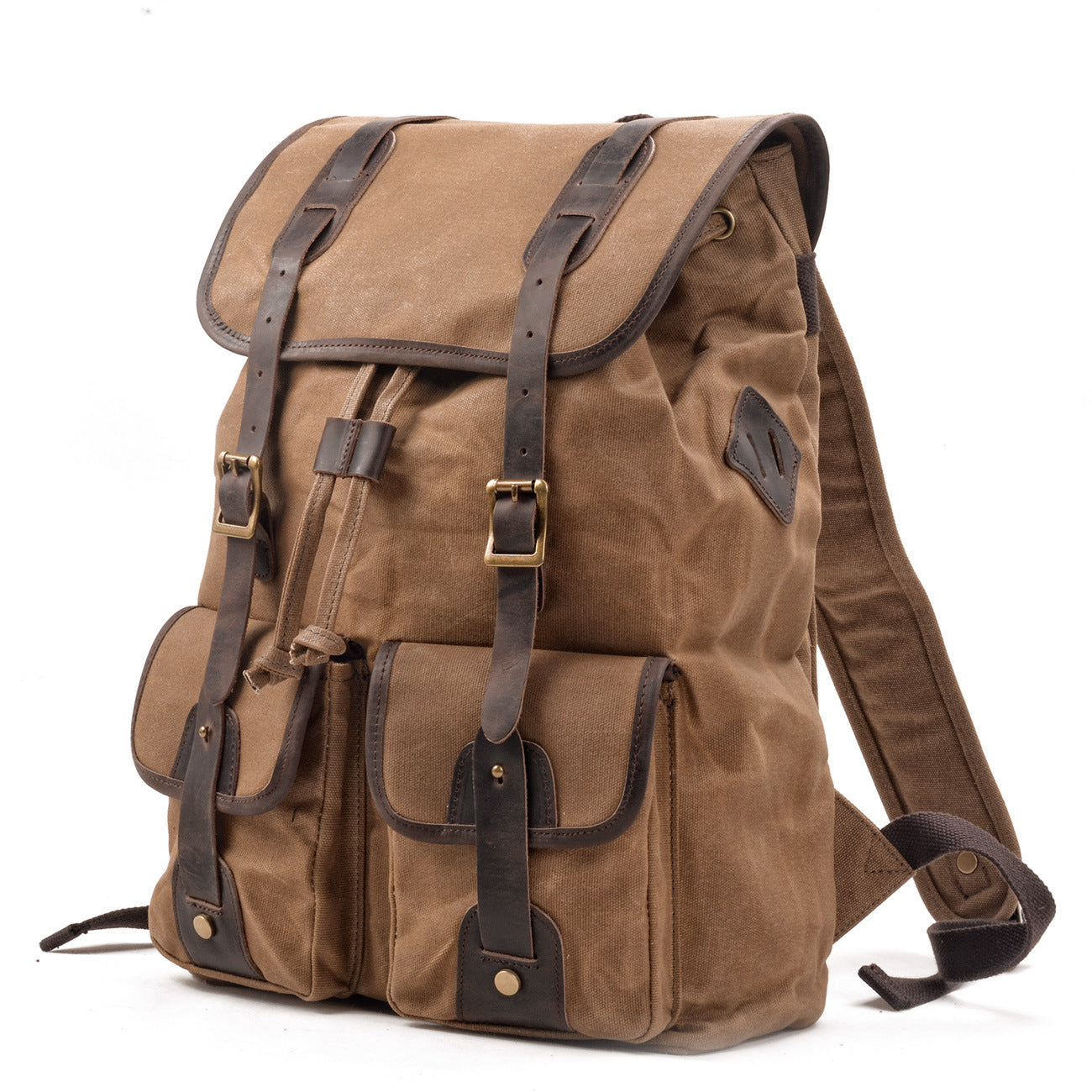 travel backpack canvas stitching crazy horse leather