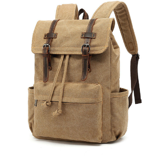 mens backpack vintage crazy horse leather outdoor travel canvas bag