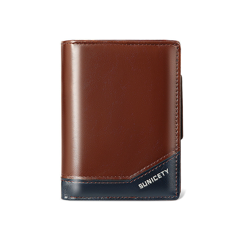 pu leather multifunctional zipper short mens wallet