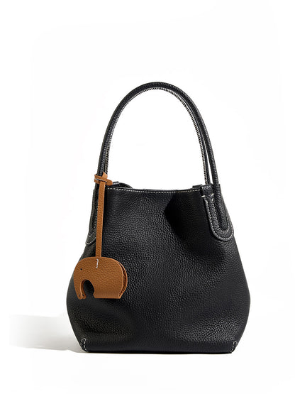 niche first layer cowhide bucket bag