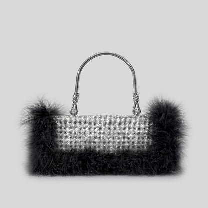 new mink fur with diamonds dinner bag