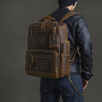 mens trendy cow new leather backpack