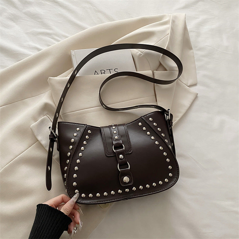 Sophisticated Studded Commuter Underarm Bag A Stylish Minimalist Niche-design Shoulder Or Crossbody Bag