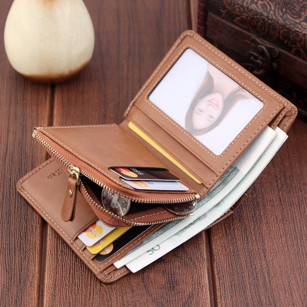 mens wallet short retro frosted card holder