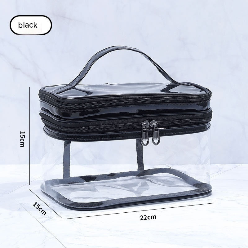 double layer transparent cosmetic bag large capacity dry wet separation