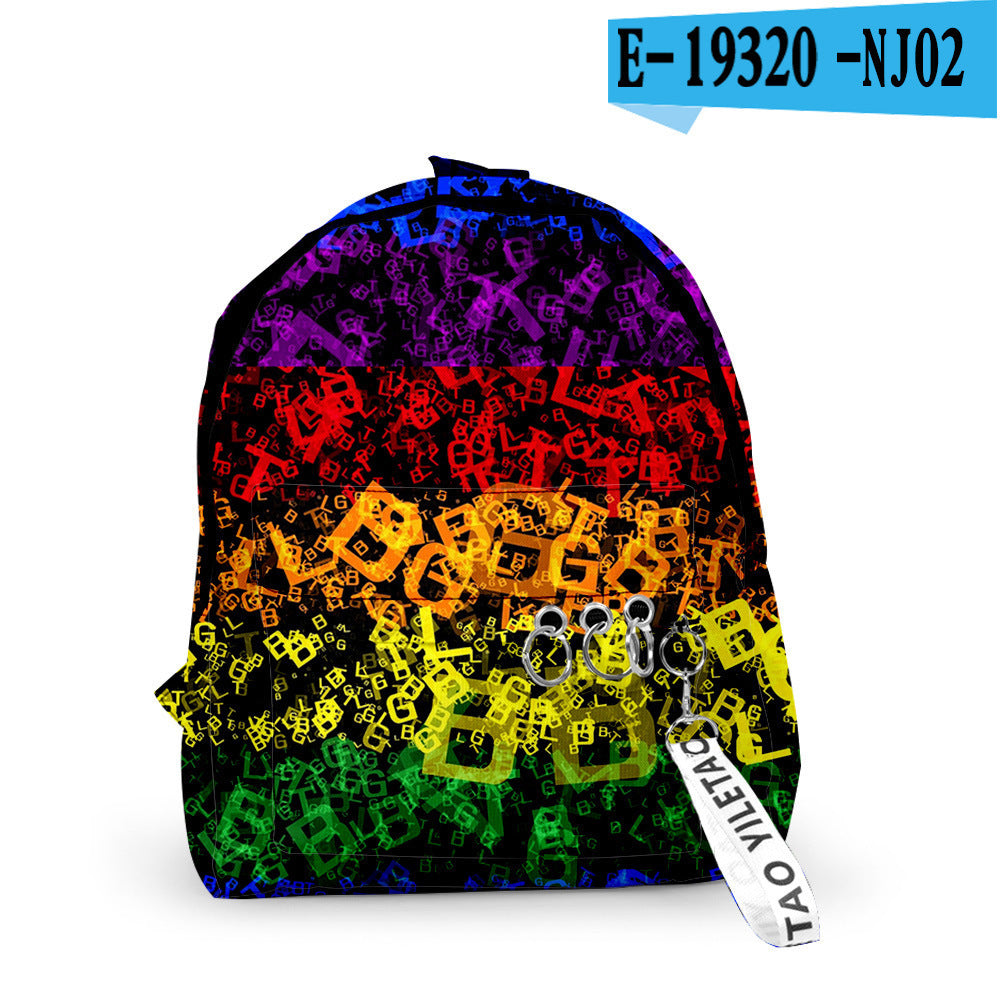 mens and womens fashion trend student daily 3d digital printing backpack