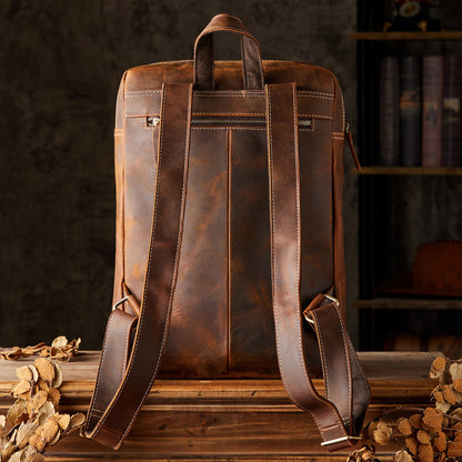 mens handmade crazy horse leather backpack