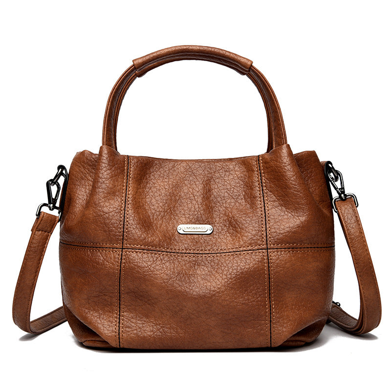 High-capacity Womens Soft Leather Shoulder Or Crossbody Bag
