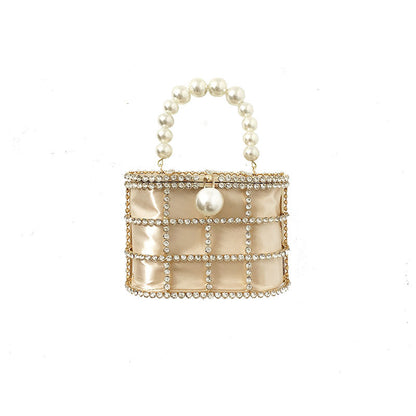 womens fashion casual pearl bucket dinner bag