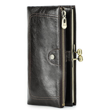 black angel first layer cowhide high end iron womens wallet