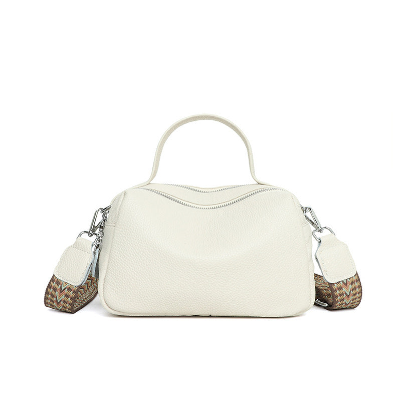 First Layer Cowhide Leather Single-shoulder Bag Summer New Classic Double Pull Large Capacity