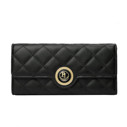 rhombus wallet womens long tri fold large capacity