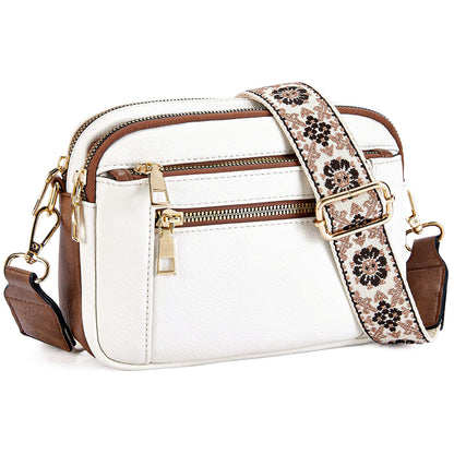 cow color matching multifunctional zipper crossbody bag