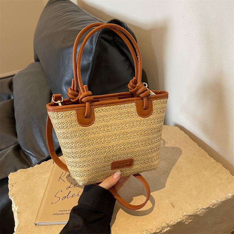 casual women beach vacation style woven bag