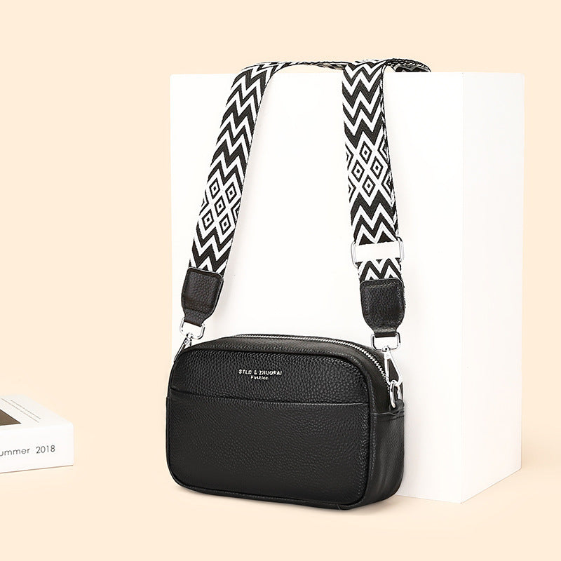 fashion simple shoulder messenger bag top layer cowhide small square bag