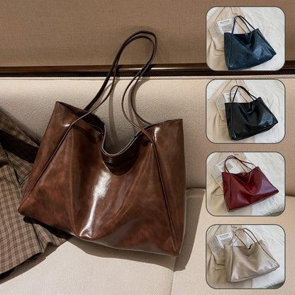 fashion handbag new autumn and winter japanese and korean large capacity soft leather shoulder bag retro casual handbag