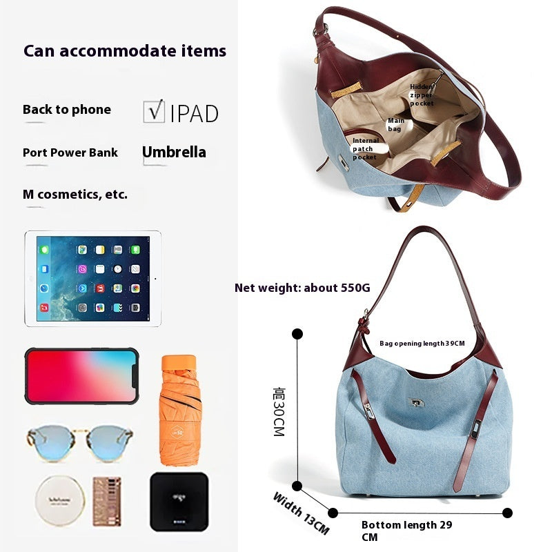 top-layer-cowhide-with-denim-fashion-all-match-large-capacity-shoulder-tote-bag