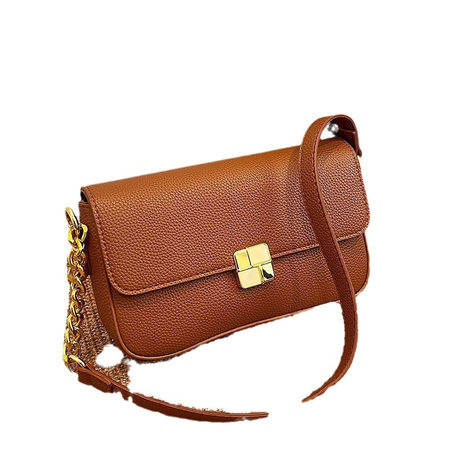 simple chain small square western style hardware decoration hand shoulder bag