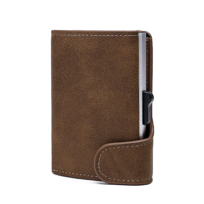 snap button side push creative card holder anti magnetic anti identity theft coin purse bankcards box