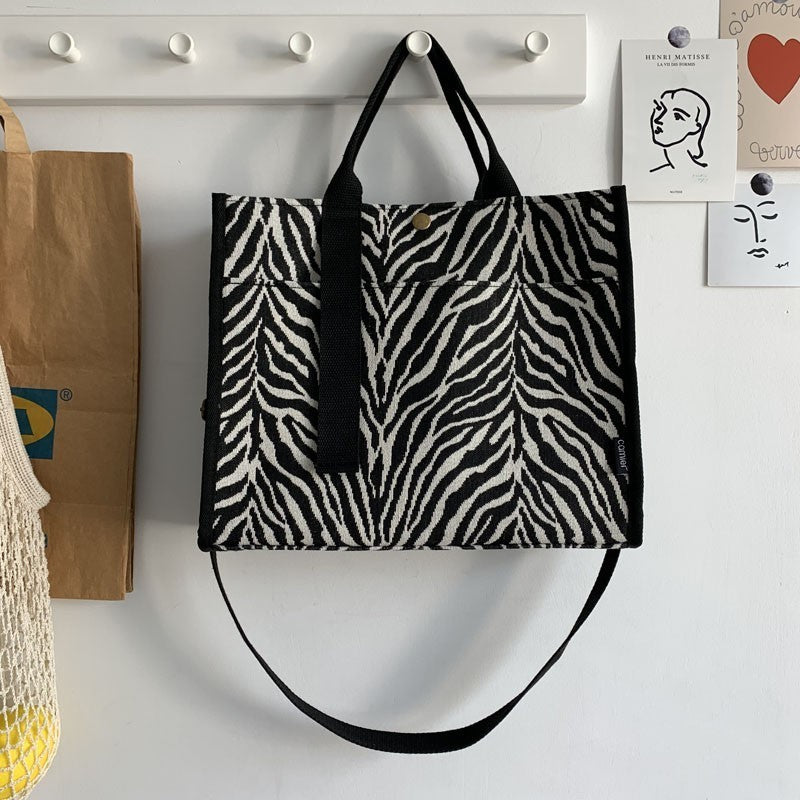 thickened zebra twill canvas bag handheld