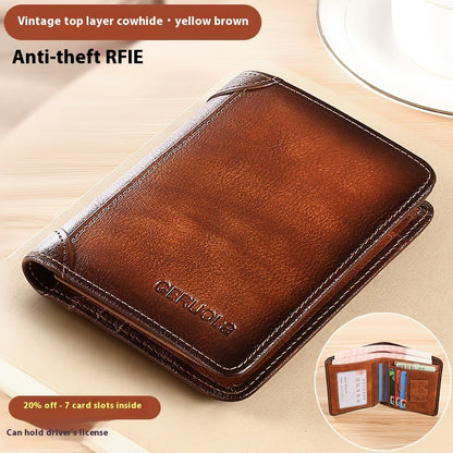 genuine leather anti theft swiping ultra thin cheng e wallet