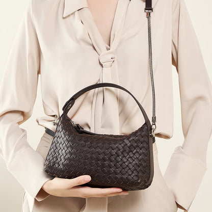 niche-authentic-leather-weave-dumpling-bag