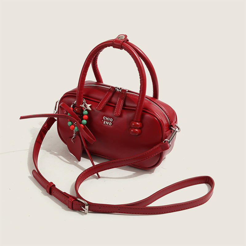 red plaid pillow portable shoulder messenger bag