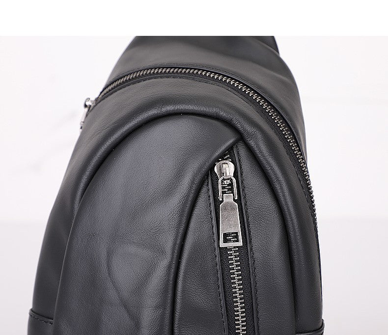 genuine leather mens chest bag one shoulder leisure sports