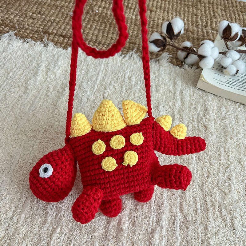 little dinosaur woolen yarn bag hand crocheted