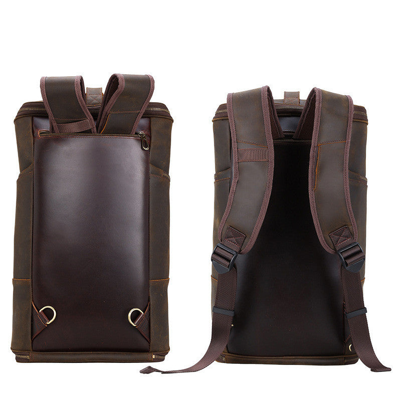mens fashion top layer leather backpackage