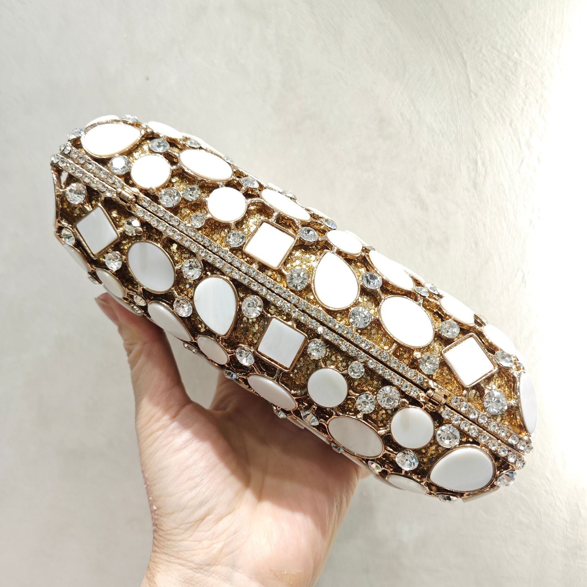 full diamond shell dinner clutch crystal hollow womens bag