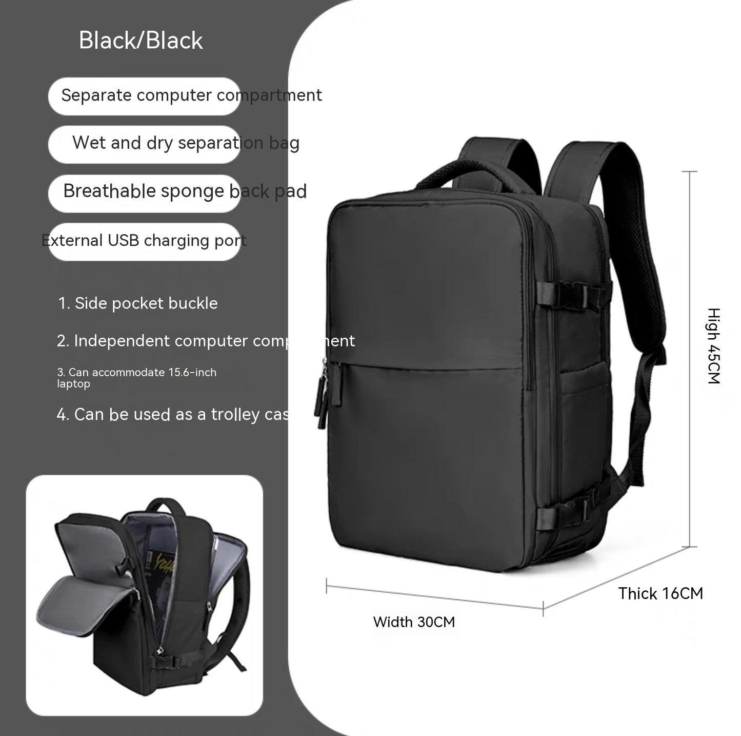 large capacity multifunctional travel waterproof mummy backpack