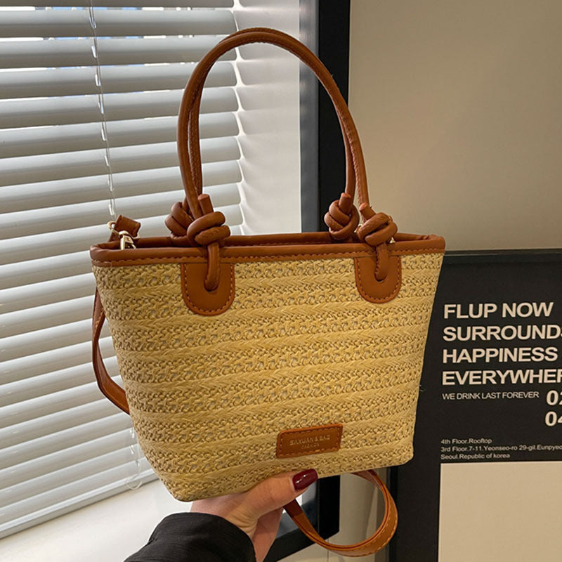 casual women beach vacation style woven bag