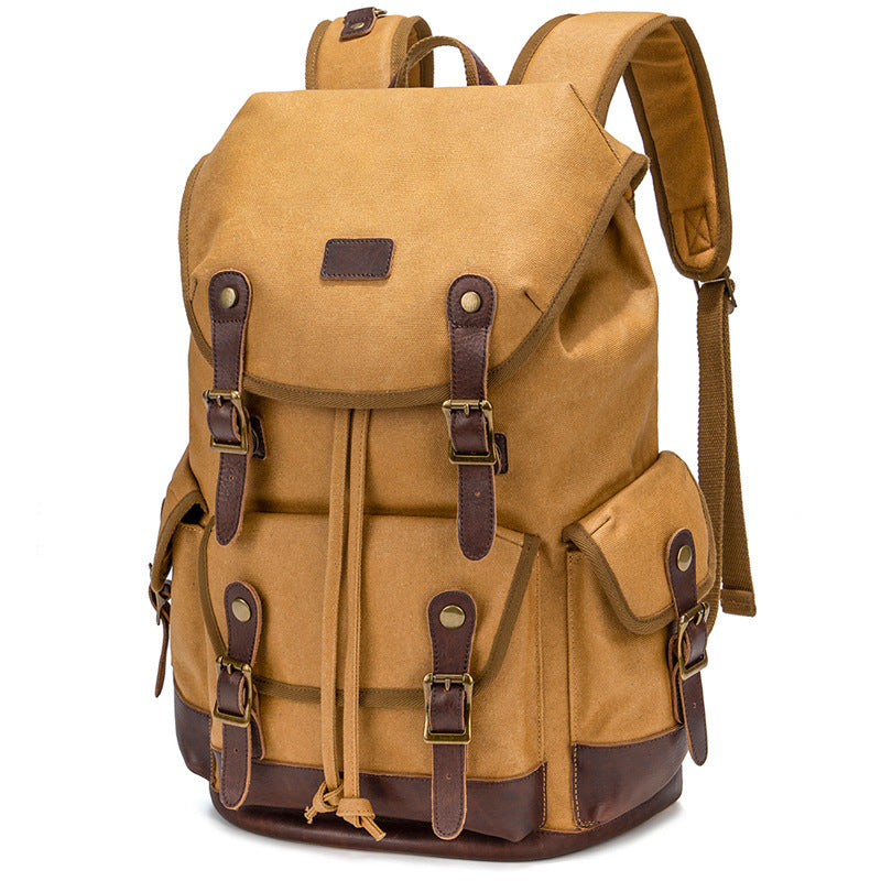 large capacity waterproof outdoor canvas vintage backpack