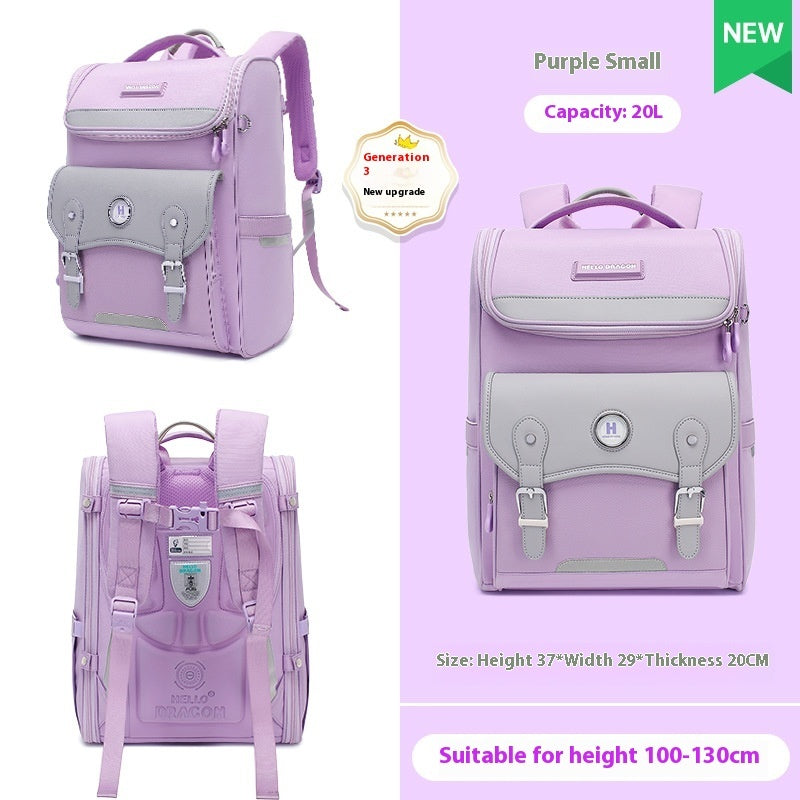 Primary School Students Grade One Two Three To Six Children Burden Relief Spine Protection Super Lightweight Backpack